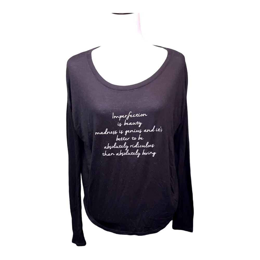 Om & Ah London Graphic Text Long Sleeve T Shirt Size Medium